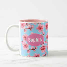 kawaii pink cherry blossoms tweekleurige koffiemok
