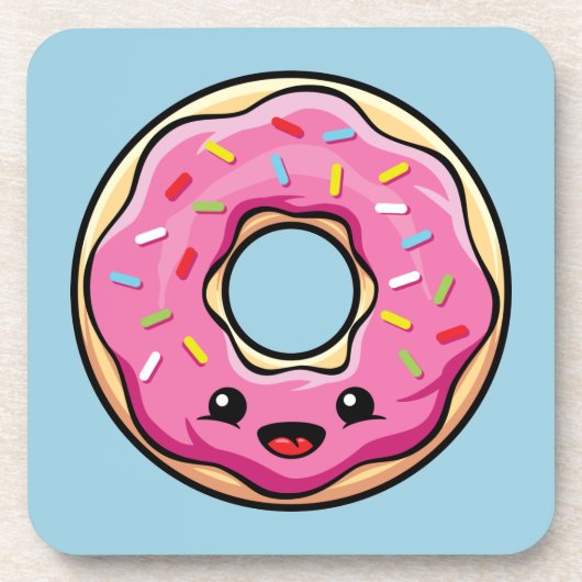 Kawaii Pink Donut Bier Onderzetter (Voorkant)