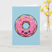 Kawaii Pink Donut Kaart (Gele Bloem)