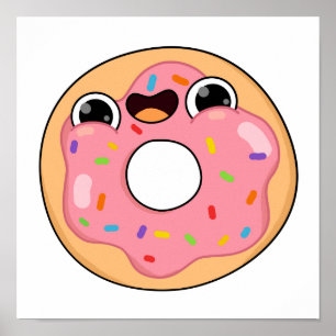 Kawaii Pink Donut Poster