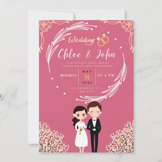 Kawaii Pink en Gold Thema van het tweeslachtige hu Kaart (Voorkant)