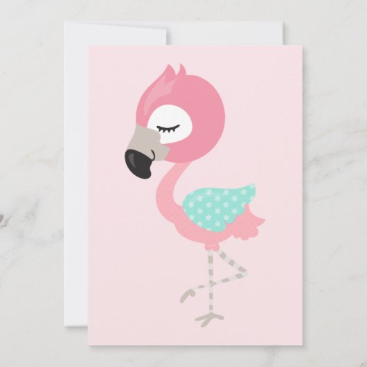 Kawaii Pink Flamingo Wedding Kaart (Achterkant)