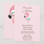 Kawaii Pink Flamingo Wedding Kaart (Voorkant / Achterkant)