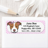 Kawaii Pink Gingham American Pit Bull Terrier Etiket (Insitu)
