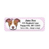 Kawaii Pink Gingham American Pit Bull Terrier Etiket (Voorkant)