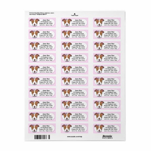 Kawaii Pink Gingham American Pit Bull Terrier Etiket (Full Sheet)