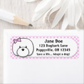 Kawaii Pink Gingham Bichon Frise Etiket (Insitu)