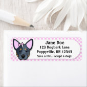 Kawaii Pink Gingham Blue Heeler Etiket (Insitu)