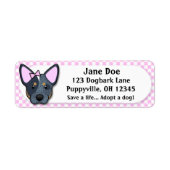 Kawaii Pink Gingham Blue Heeler Etiket (Voorkant)