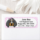 Kawaii Pink Gingham Bluetick Coonhound Etiket (Insitu)