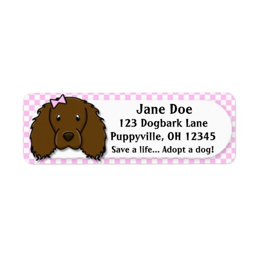 Kawaii Pink Gingham Boykin Spaniel Etiket (Voorkant)
