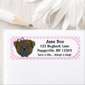 Kawaii Pink Gingham Brindle Bullmastiff Etiket (Insitu)