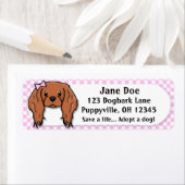 Kawaii Pink Gingham Cavalier King Charles Spaniel Etiket (Insitu)