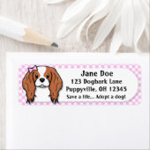 Kawaii Pink Gingham Cavalier King Charles Spaniel Etiket (Insitu)