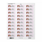 Kawaii Pink Gingham Cavalier King Charles Spaniel Etiket (Full Sheet)