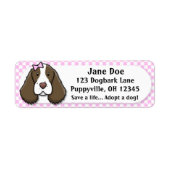 Kawaii Pink Gingham Engelse Springer Spaniel Etiket (Voorkant)