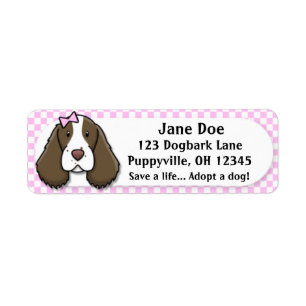 Kawaii Pink Gingham Engelse Springer Spaniel Etiket