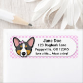 Kawaii Pink Gingham Tri Cardigan Welsh Corgi Etiket (Insitu)