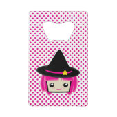 Kawaii Pink Haire Witch Bottle Opener Creditkaart Flessenopener (Voorkant)