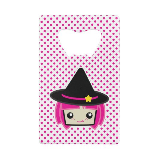 Kawaii Pink Haire Witch Bottle Opener Creditkaart Flessenopener (Achterkant)