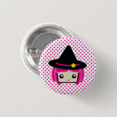 Kawaii Pink Haire Witch Button (Voorkant /achterkant)