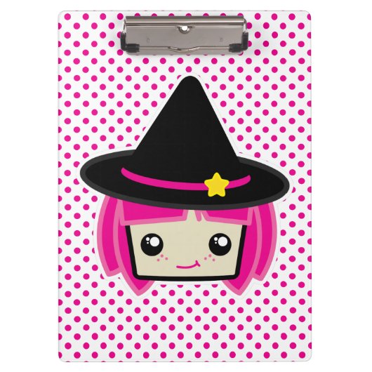 Kawaii Pink Haire Witch Clip Board Klembord (Voorkant)