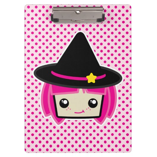 Kawaii Pink Haire Witch Clip Board Klembord (Voorkant)
