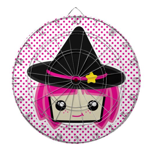 Kawaii Pink Haire Witch Dart Board Dartbord (Voorkant)