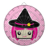 Kawaii Pink Haire Witch Dart Board Dartbord (Voorkant)