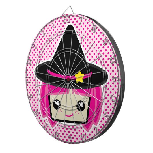Kawaii Pink Haire Witch Dart Board Dartbord (Voorkant Rechts)