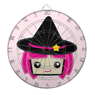 Kawaii Pink Haire Witch Dart Board Dartbord