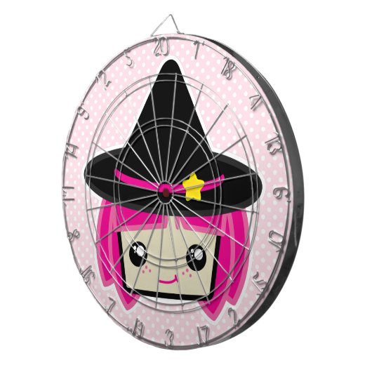 Kawaii Pink Haire Witch Dart Board Dartbord (Voorkant Rechts)
