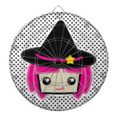 Kawaii Pink Haire Witch Dart Board Dartbord (Voorkant)