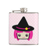 Kawaii Pink Haire Witch Flask Heupfles (Voorkant)