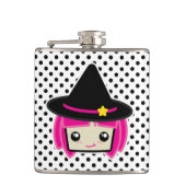 Kawaii Pink Haire Witch Flask Heupfles (Voorkant)