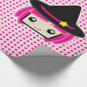 Kawaii Pink Haire Witch Gift Wrap Cadeaupapier (Hoek)