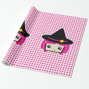 Kawaii Pink Haire Witch Gift Wrap Cadeaupapier