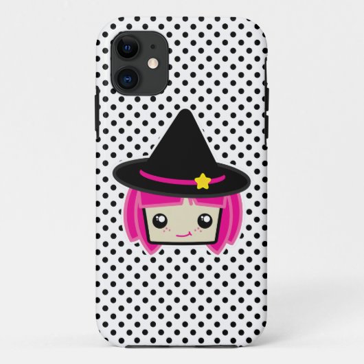 Kawaii Pink Haire Witch iPhone Case (Achterkant)