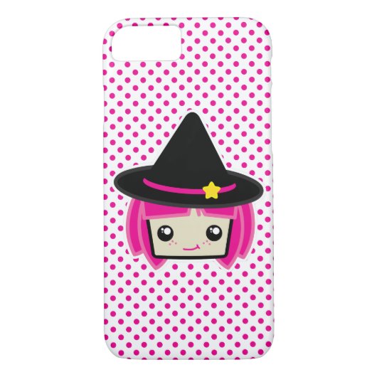 Kawaii Pink Haire Witch iPhone Case (Achterkant)