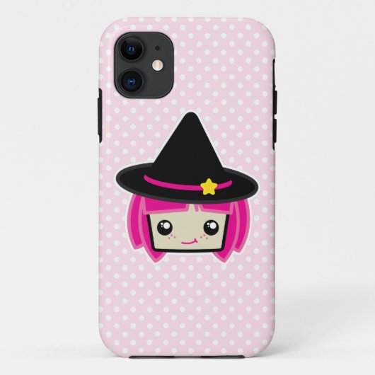 Kawaii Pink Haire Witch iPhone Case (Achterkant)