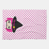 Kawaii Pink Haire Witch Kitchen Towel Theedoek (Horizontaal)