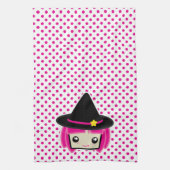 Kawaii Pink Haire Witch Kitchen Towel Theedoek (Verticaal)