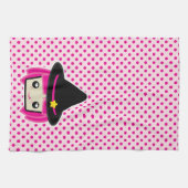 Kawaii Pink Haire Witch Kitchen Towel Theedoek (Horizontaal)