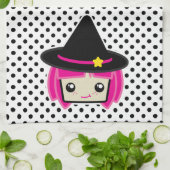 Kawaii Pink Haire Witch Kitchen Towel Theedoek (Gevouwen)