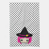 Kawaii Pink Haire Witch Kitchen Towel Theedoek (Verticaal)