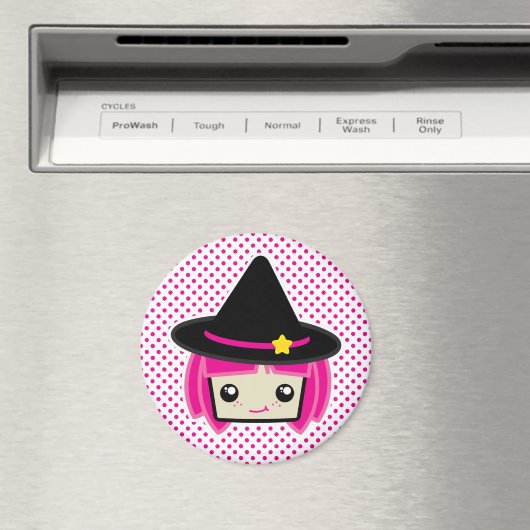 Kawaii Pink Haire Witch Magnet (Insitu (Vaatwasser))