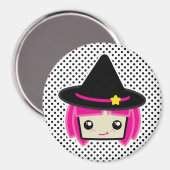 Kawaii Pink Haire Witch Magnet (Voorkant / Achterkant)
