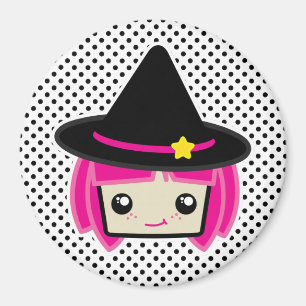 Kawaii Pink Haire Witch Magnet