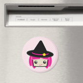 Kawaii Pink Haire Witch Magnet (Insitu (Vaatwasser))