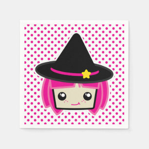 Kawaii Pink Haire Witch Napkins Servetten